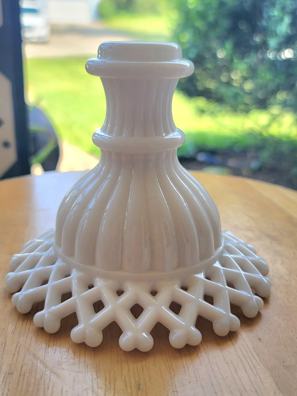 Vintage Westmoreland Milk Glass Lattice Candlestick Holder - White